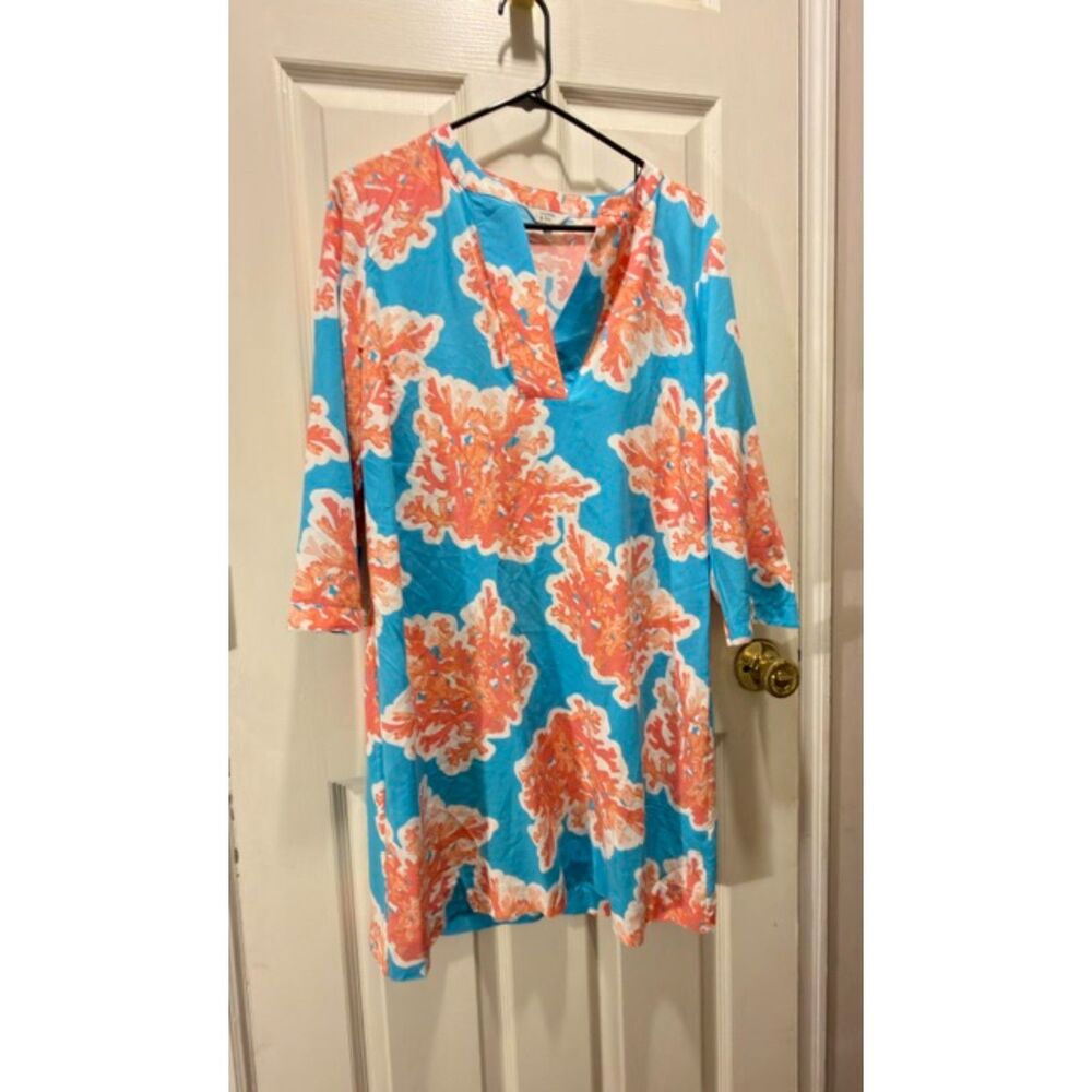Crown and Ivy Blue Coral Reef Shift Dress With Coastal Vibes Size 10